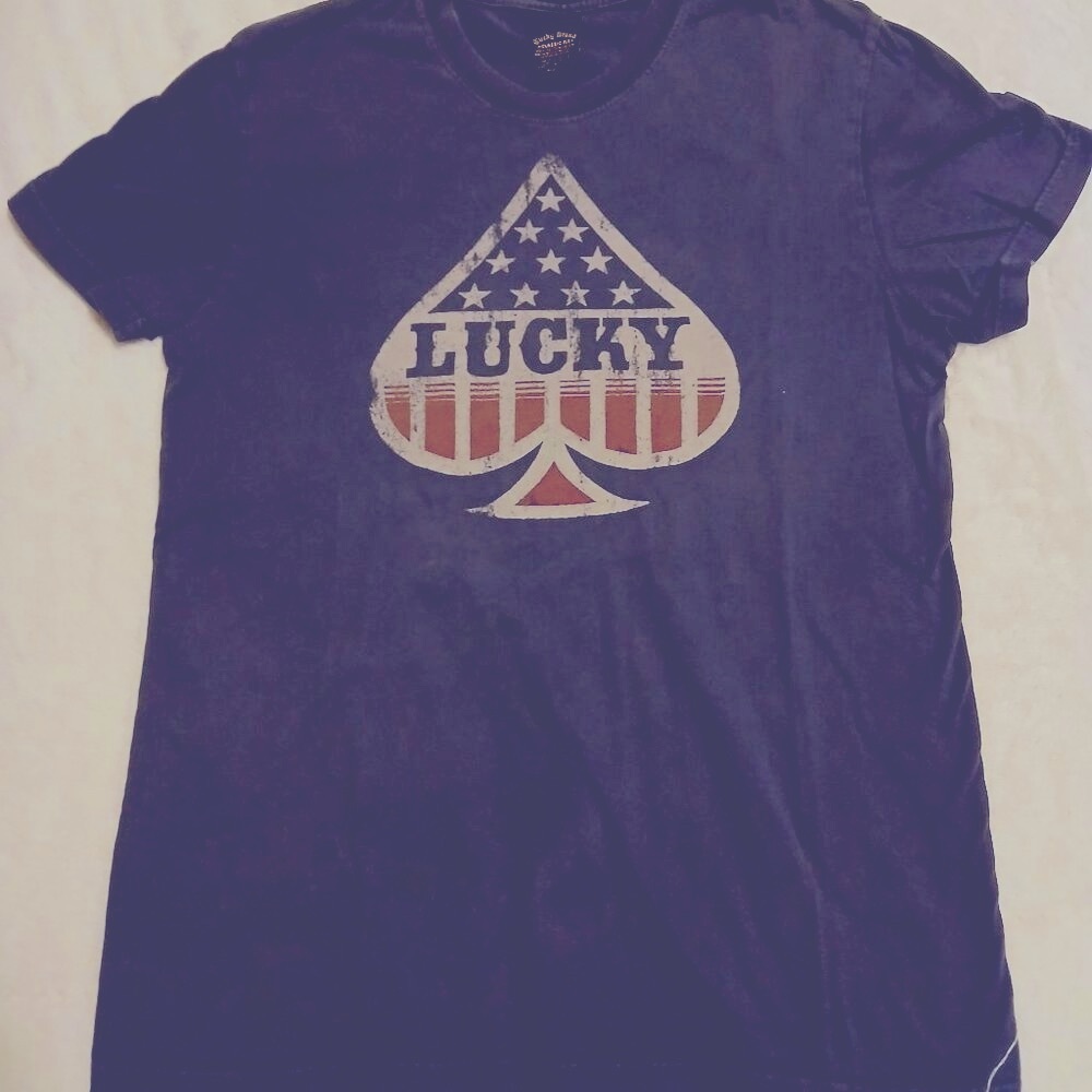 Lucky Brand Slate Gray T-Shirt Spade Red White Blue Graphic Men S Cotton Classic